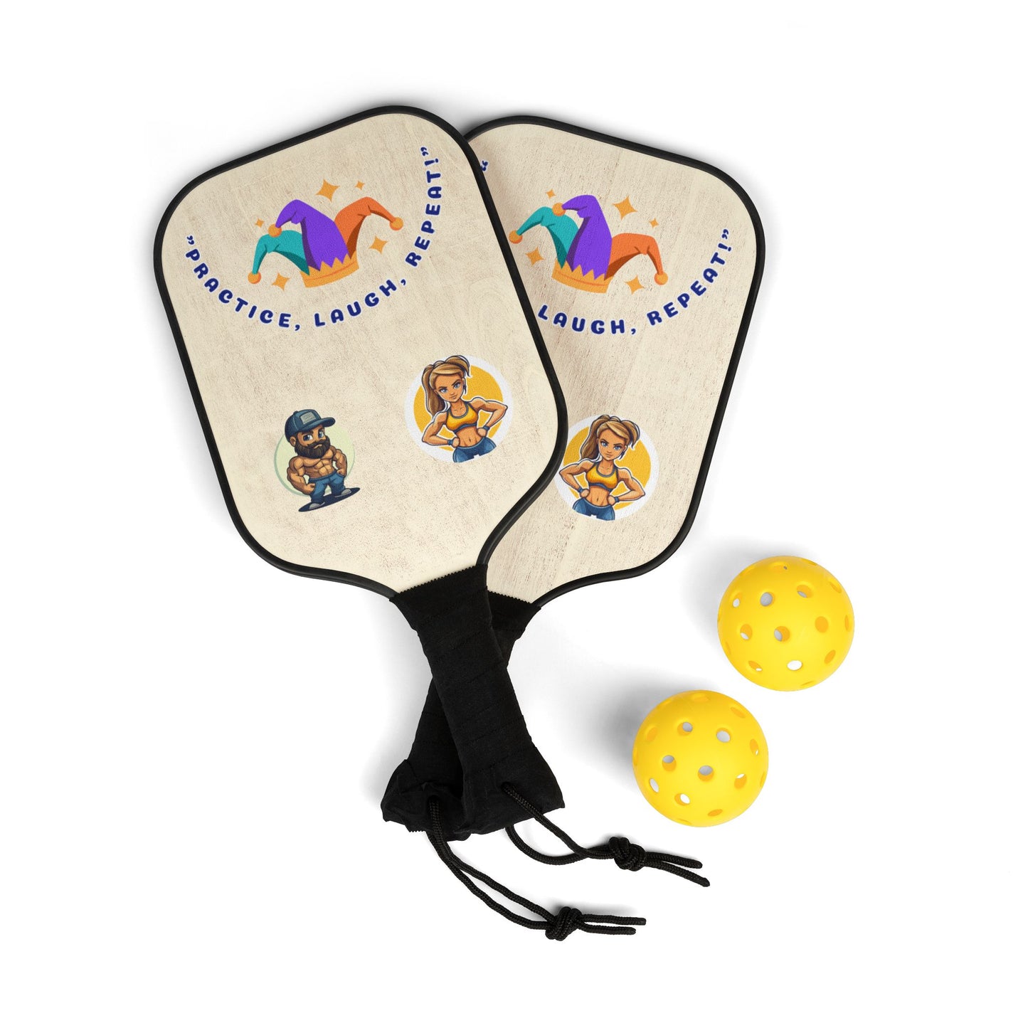 Pickleball Paddle Set - "Practice, Laugh, Repeat"