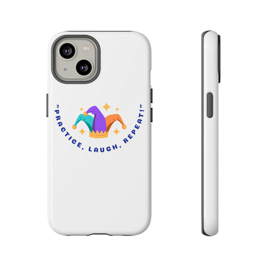 Colorful Joker Phone Case - 'Practice, Laugh, Repeat!'