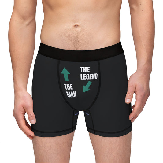 Funny Men's Boxers - "The man / the legend" Comfy Underwear for Everyday Wear - black