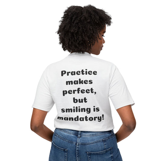 Unisex Motivational T-Shirt - "Smile! Repeat! Practice!" -12