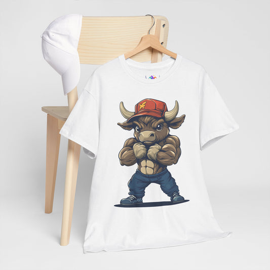 Playful Muscle Bull Unisex Heavy Cotton Tee - 'Practice, Laugh, Repeat'