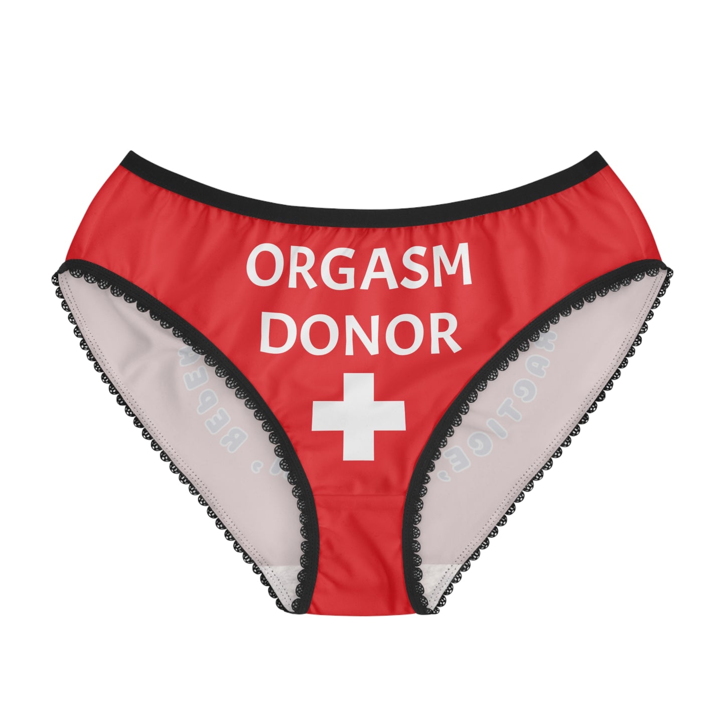Cheeky Women's Briefs | Funny Lingerie Gift, Unique Underwear for Birthdays, Anniversary, Party, Present Trousers ORGASM DONOR :)